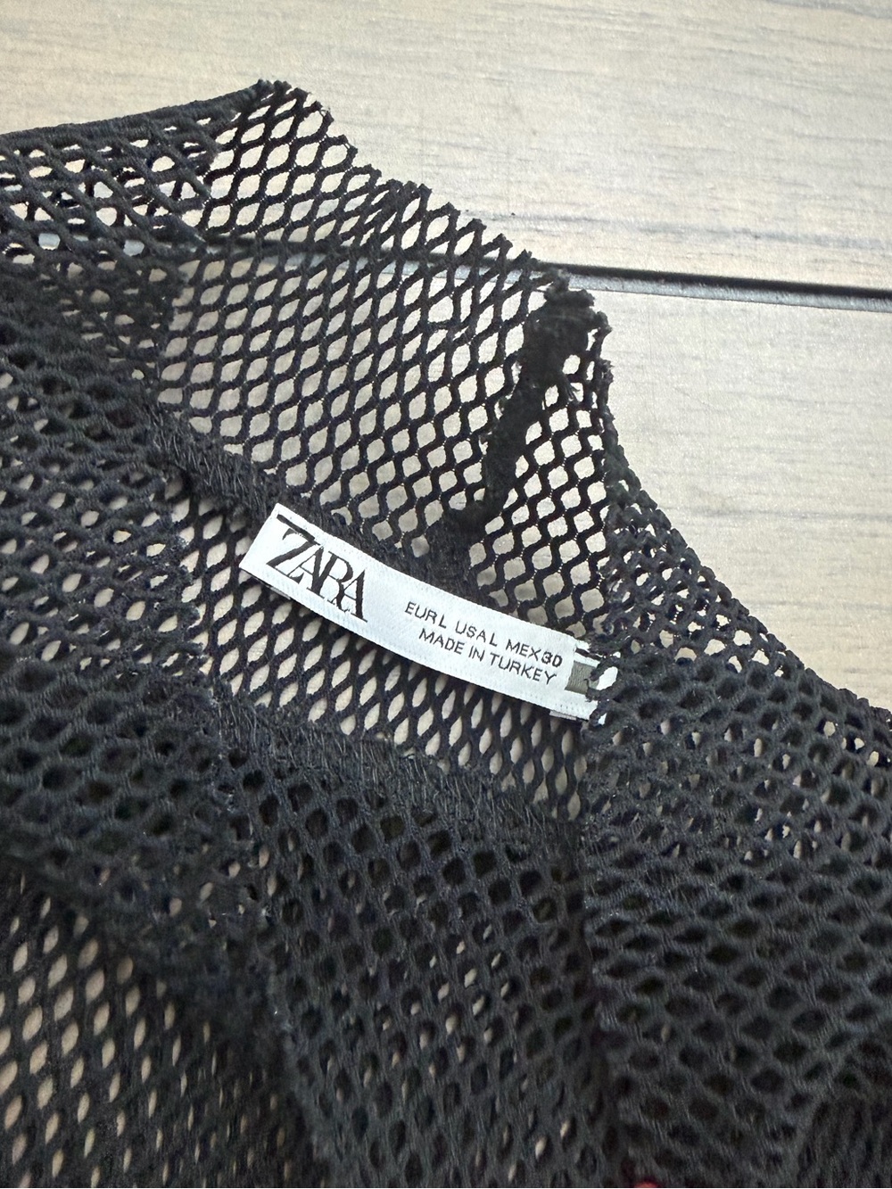 Zara Fishnet Mesh Mock Neck Sleeveless Top Black Large Chic Trendy - Picture 4 of 11